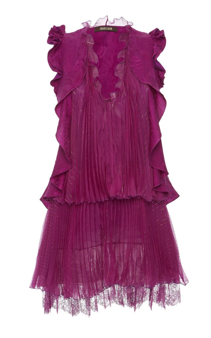 Roberto Cavalli Ruffled Sleeveless Day Dress