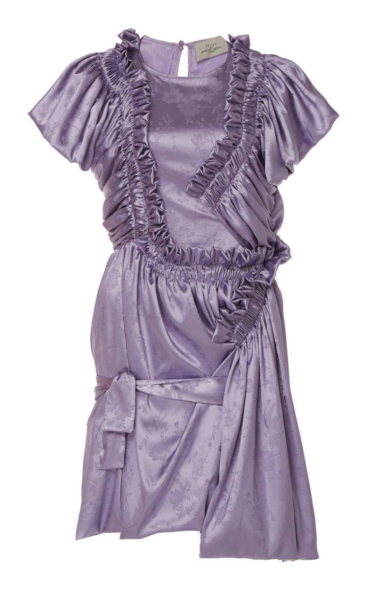 Moda Operandi Preen By Thornton Bregazzi Reika Asymmetric Ruched Satin Dress Size: