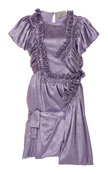 Moda Operandi Preen By Thornton Bregazzi Reika Asymmetric Ruched Satin Dress Size: