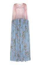 Delpozo Floral Printed Silk Chiffon Gown With Sequin Mini