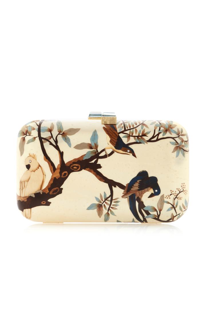 Silvia Furmanovich White Marquetry Bird Clutch
