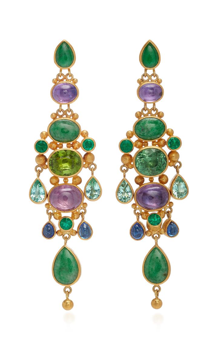 Mallary Marks Chandelier 18k Gold And Multi-stone Earrings