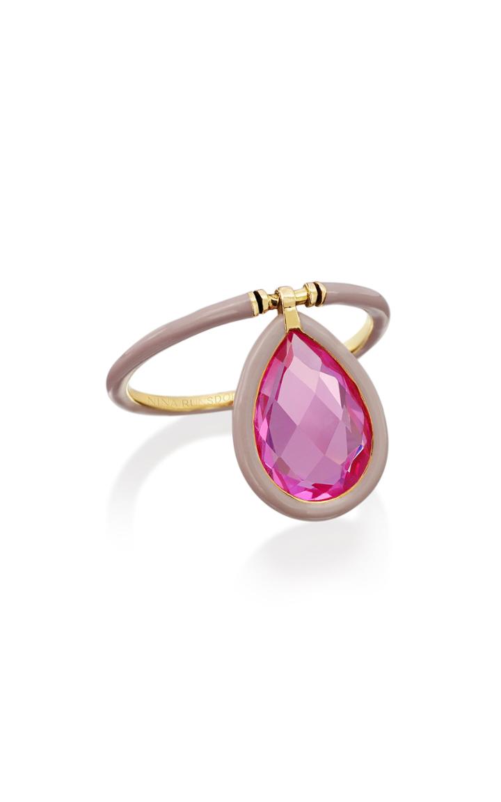 Moda Operandi Nina Runsdorf The Artist Pink Topaz And Pale Pink Enamel Medium Ring
