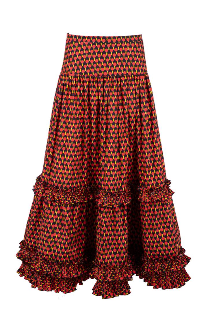 La Doublej Salsa Ruffled Cotton Skirt