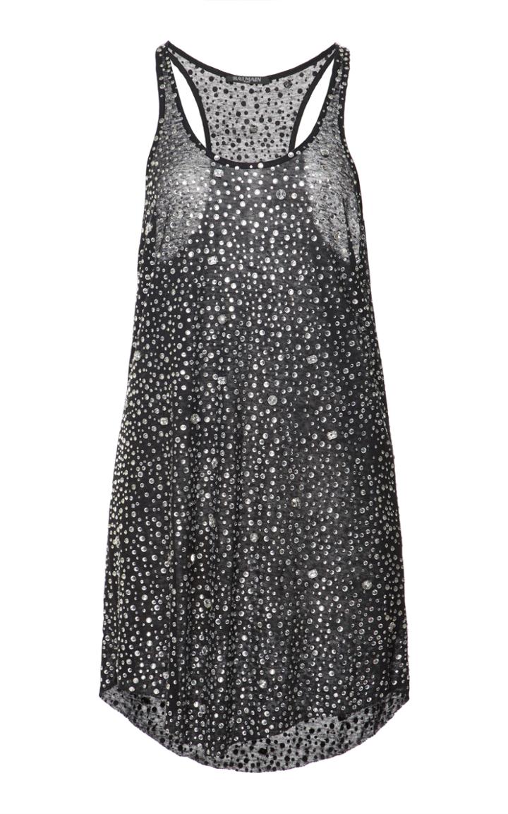 Balmain Embellished Linen Tank