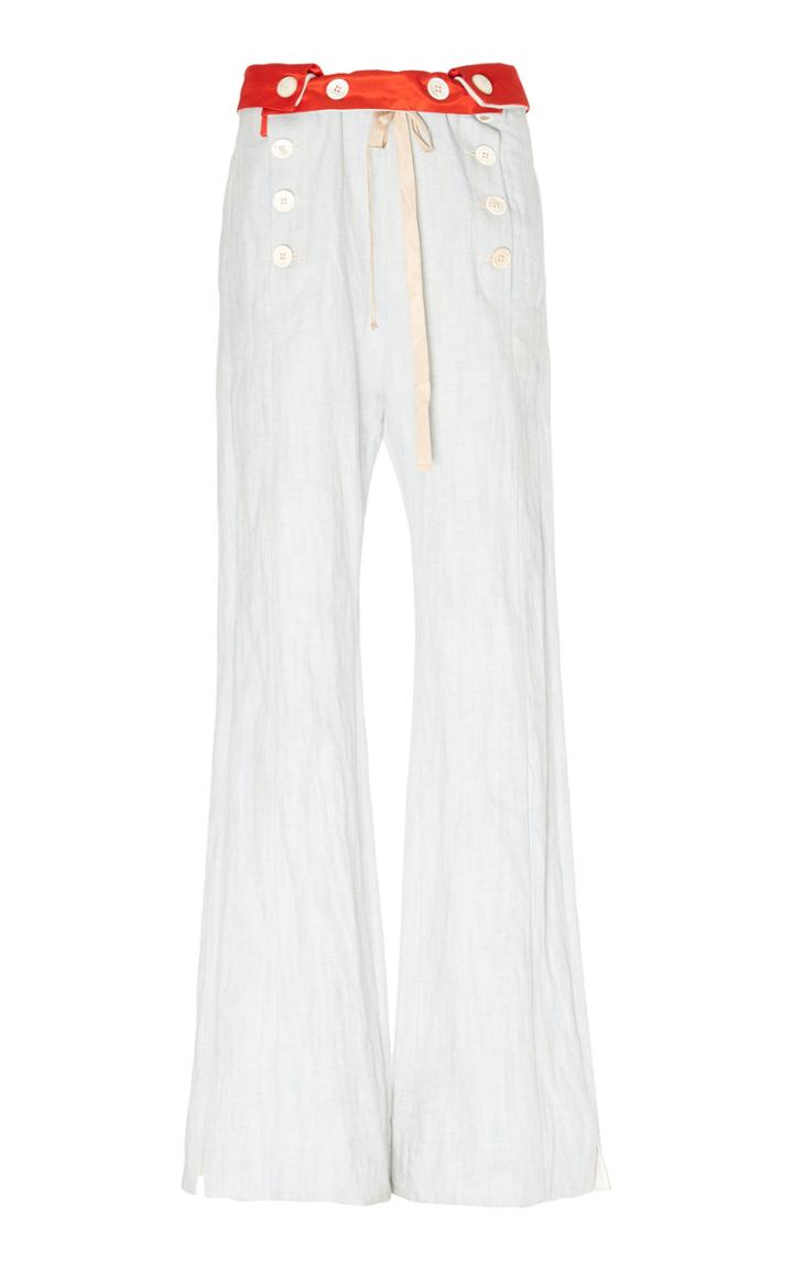 Ann Demeulemeester High-waist Cotton And Linen-blend Flare-leg Pants