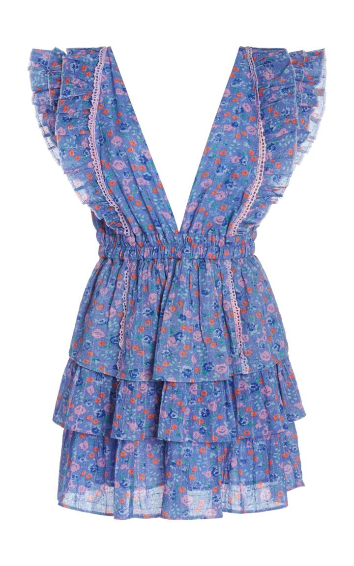 Loveshackfancy Bennett Tiered Floral-print Cotton-georgette Mini Dress
