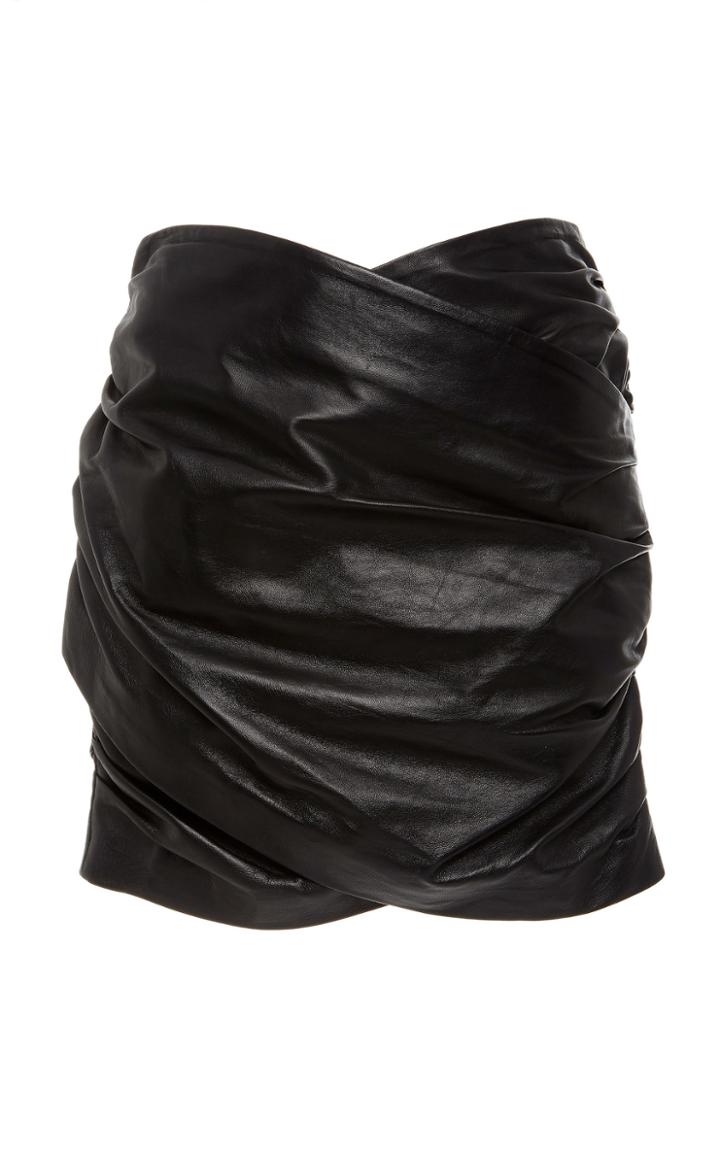 Filles A Papa Dina Gathered Leather Skirt