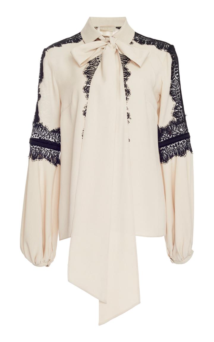 Elie Saab Crepe Georgette Lace Shirt