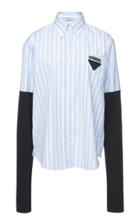 Prada Paneled Jersey And Striped Cotton-poplin Shirt