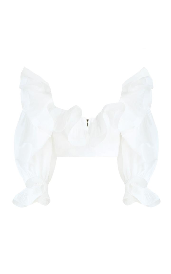 Moda Operandi Zimmermann The Lovestruck Cropped Ruffled Bodice Top