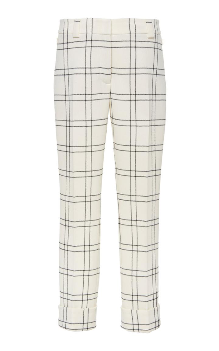 Akris Maxima Double Face Wool Crepe Check Print Pant