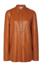 Nanushka Noelle Oversized Faux Leather Button Down Shirt