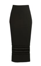 Yanina Demi Couture Embroidered Wool Pencil Skirt