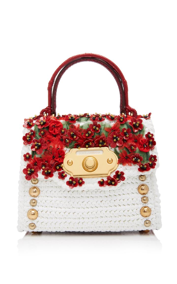 Dolce & Gabbana Welcome Floral-appliqud Leather Bag