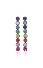 She Bee Rhodium-plated Rainbow Sapphire Drop Earrings
