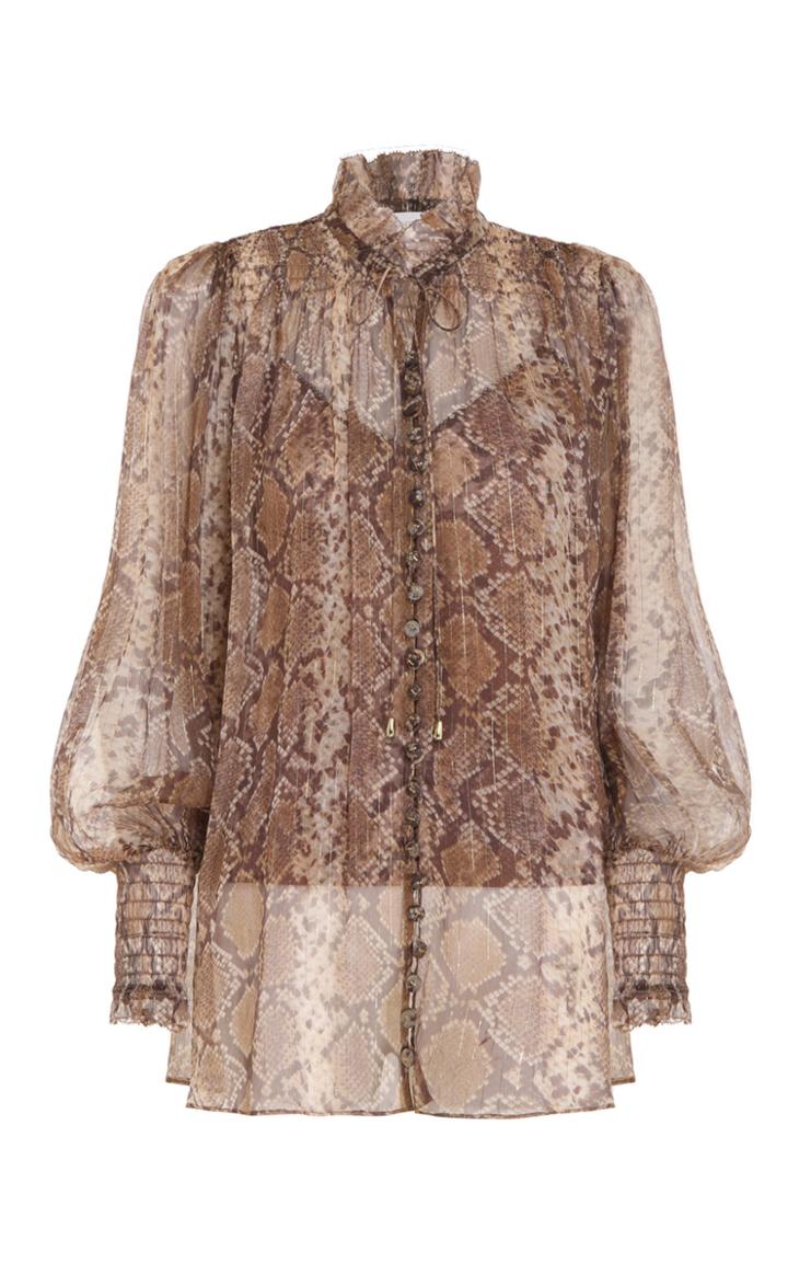 Moda Operandi Zimmermann Botanica Silk Python Swing Blouse
