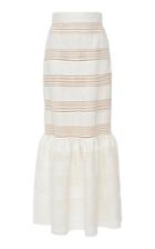 Zimmermann Corsage Striped Linen Midi Skirt