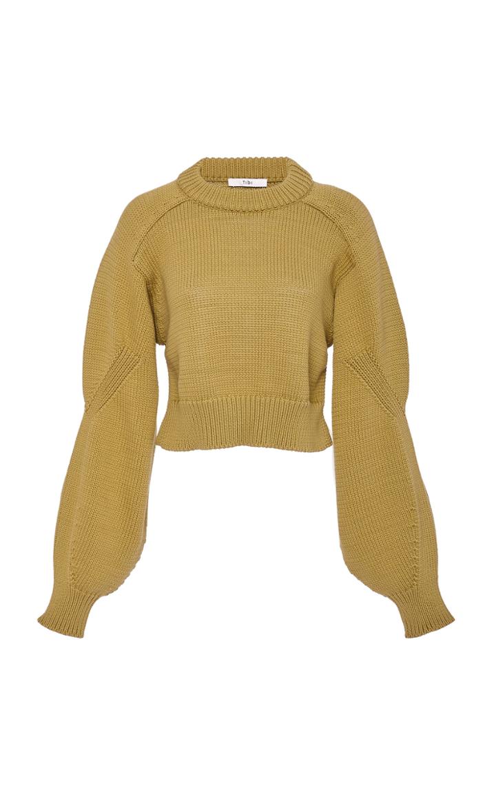 Tibi Tube Yar Sweater Open Back Cropped Pullover
