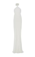 Brandon Maxwell Heavy Georgette Piped Neck Sheath Gown