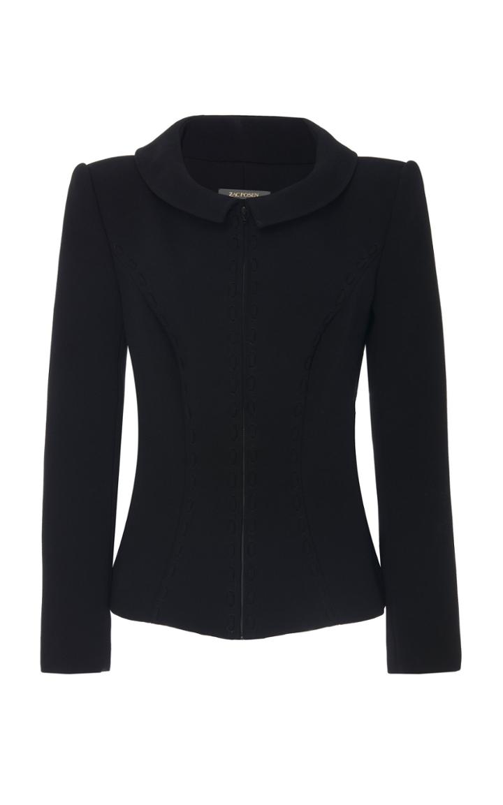 Zac Posen Collared Crepe Jacket
