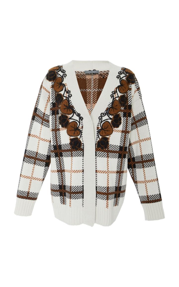 Alberta Ferretti Plaid Wool Cardigan