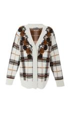 Alberta Ferretti Plaid Wool Cardigan