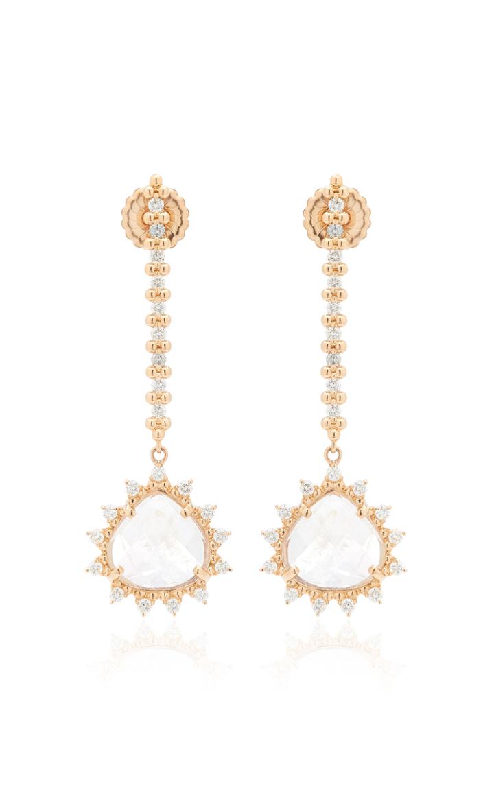 Kathryn Elyse 18k Rose Gold Moonstone And Diamond Earrings