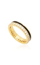 Moda Operandi Colette Jewelry 18k Yellow Gold And White Diamond Enamel Band Size: 7