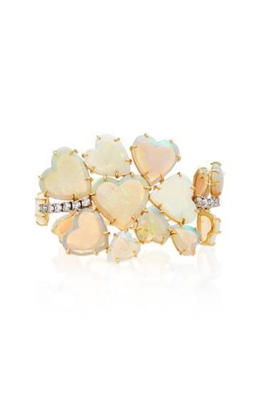 Irene Neuwirth One-of-a-kind 18k Gold Carved Opal Hearts And Diamond Bracelet