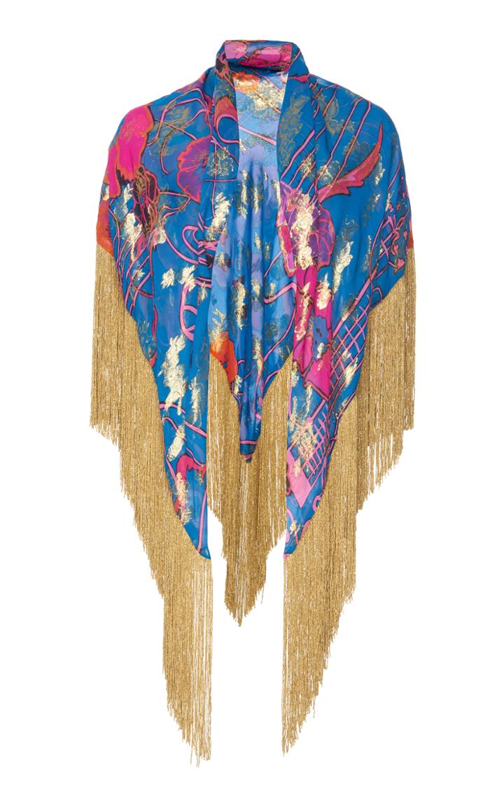 Dundas Floral Printed Fringe Shawl