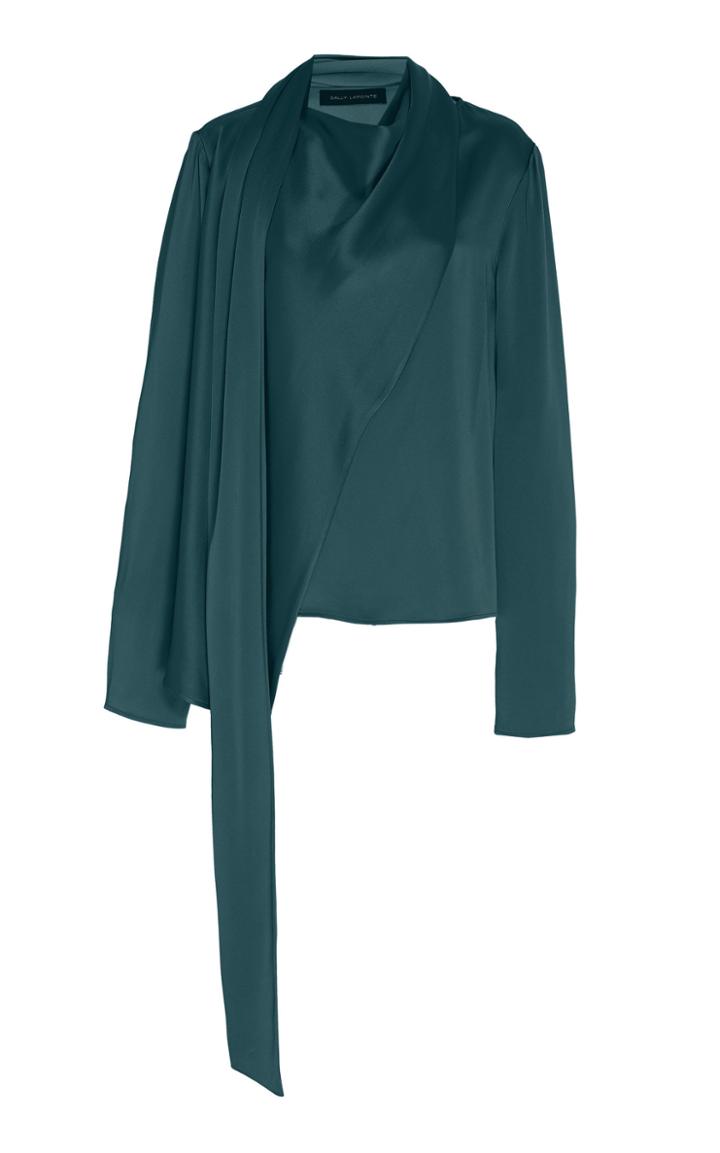 Sally Lapointe Draped Satin Top Size: 4