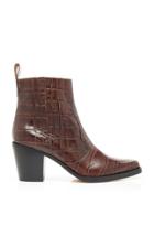 Ganni Croc-effect Leather Ankle Boots Size: 36
