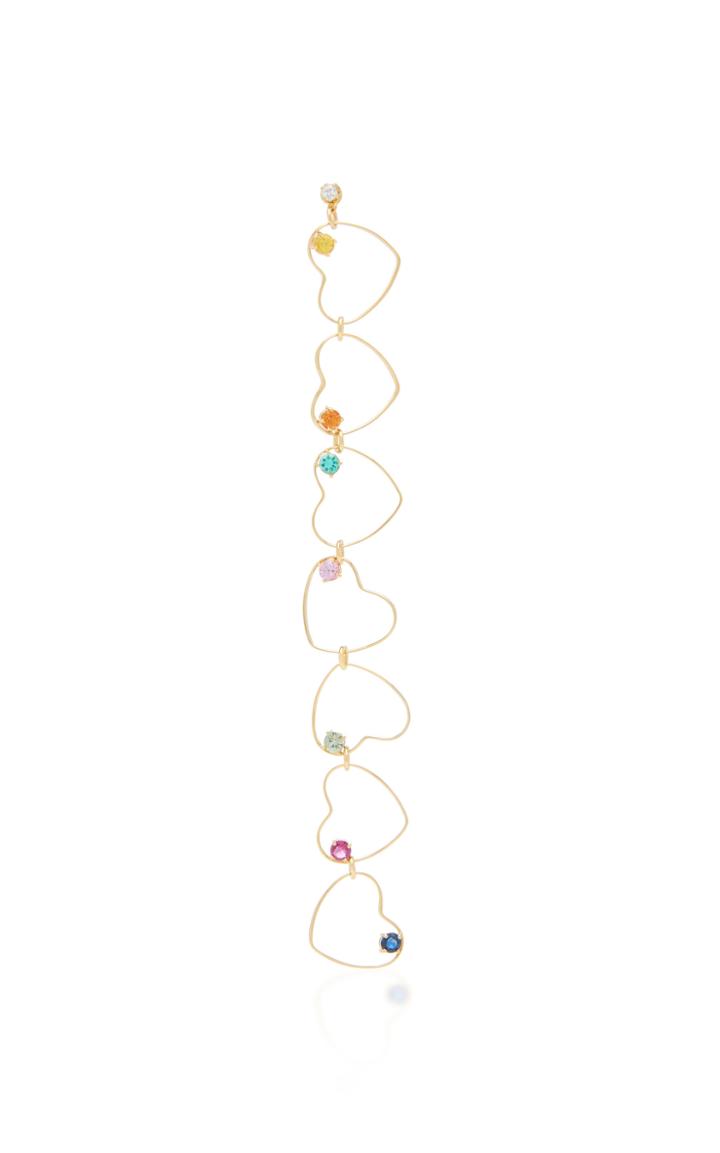 Gigi & Joux Heart Rainbow Multi-stone 24k Gold Drop Earring