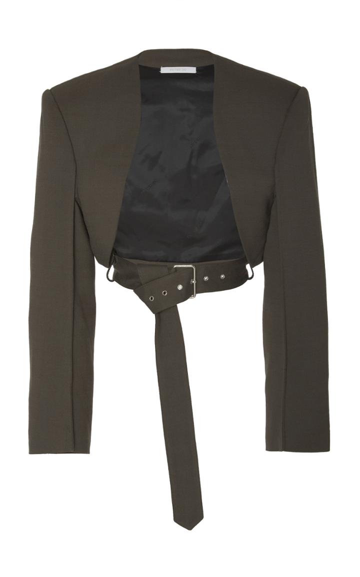 Peter Do Bolero Belted Cropped Crepe Jacket Size: 34