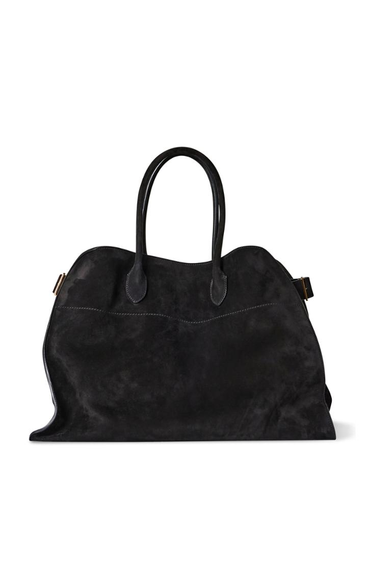 Moda Operandi The Row Soft Margaux 17 Suede Top Handle Bag