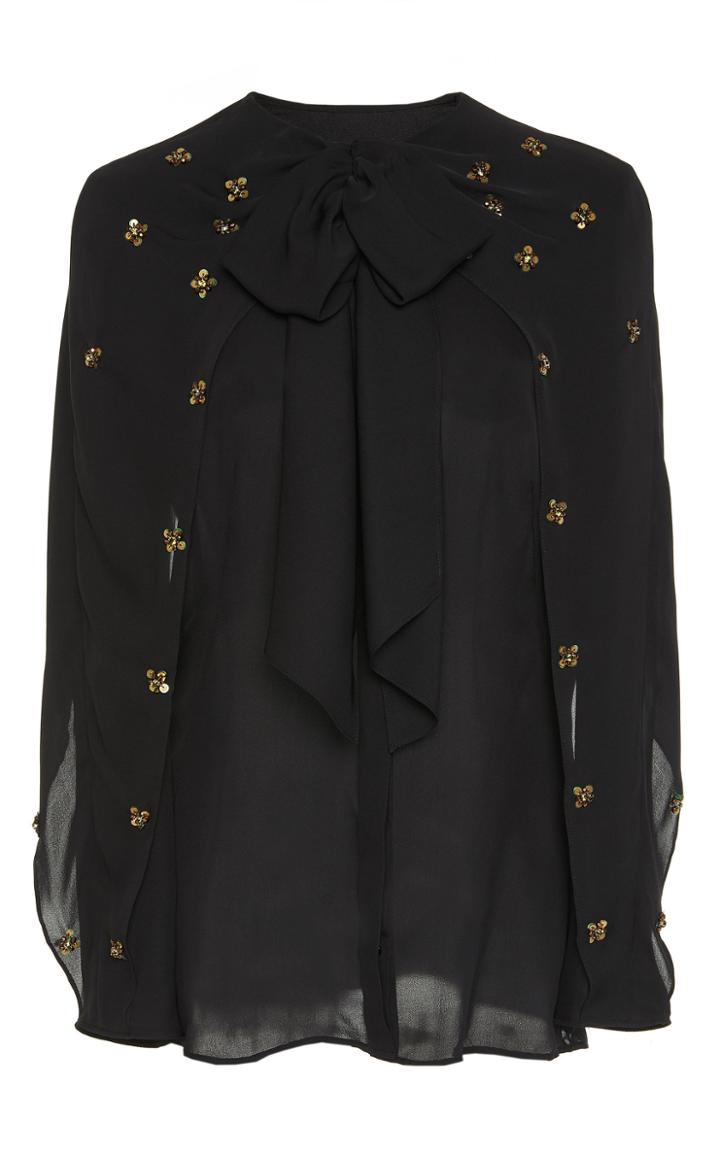Zac Posen Pussy-bow Embellished Silk Blouse