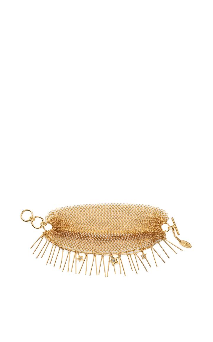Roberto Cavalli Gold Lux Metal Mesh And Fringe Bracelet
