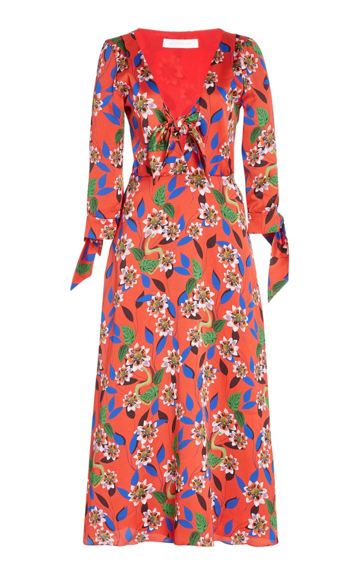 Borgo De Nor Maliou Crepe De Chine Midi Dress