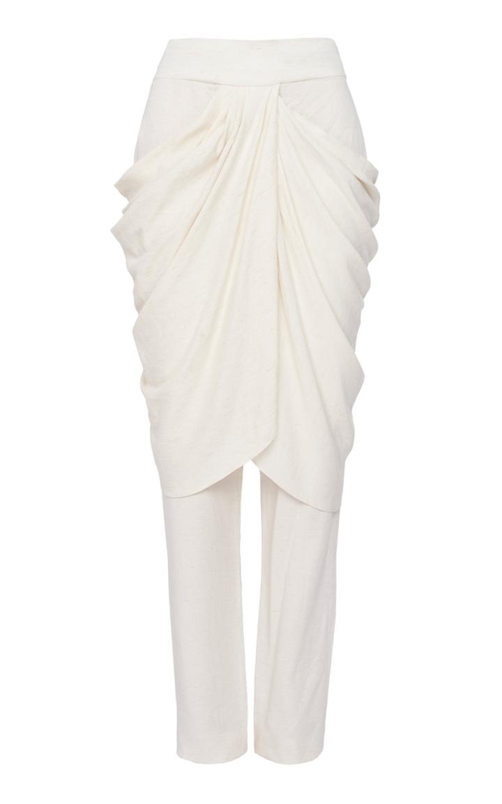 Leal Daccarett Ludovica Draped-overlay Linen Pants