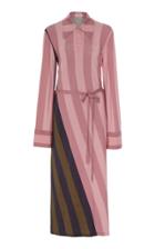 Jw Anderson Belted Striped Crepe De Chine Maxi Dress