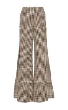Caroline Constas High-rise Wide Leg Gingham Wool Trouser