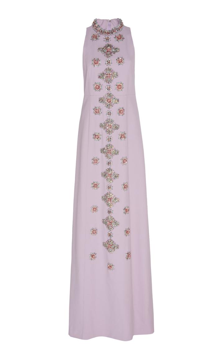 Andrew Gn Sleeveless Embroidered Crepe Dress
