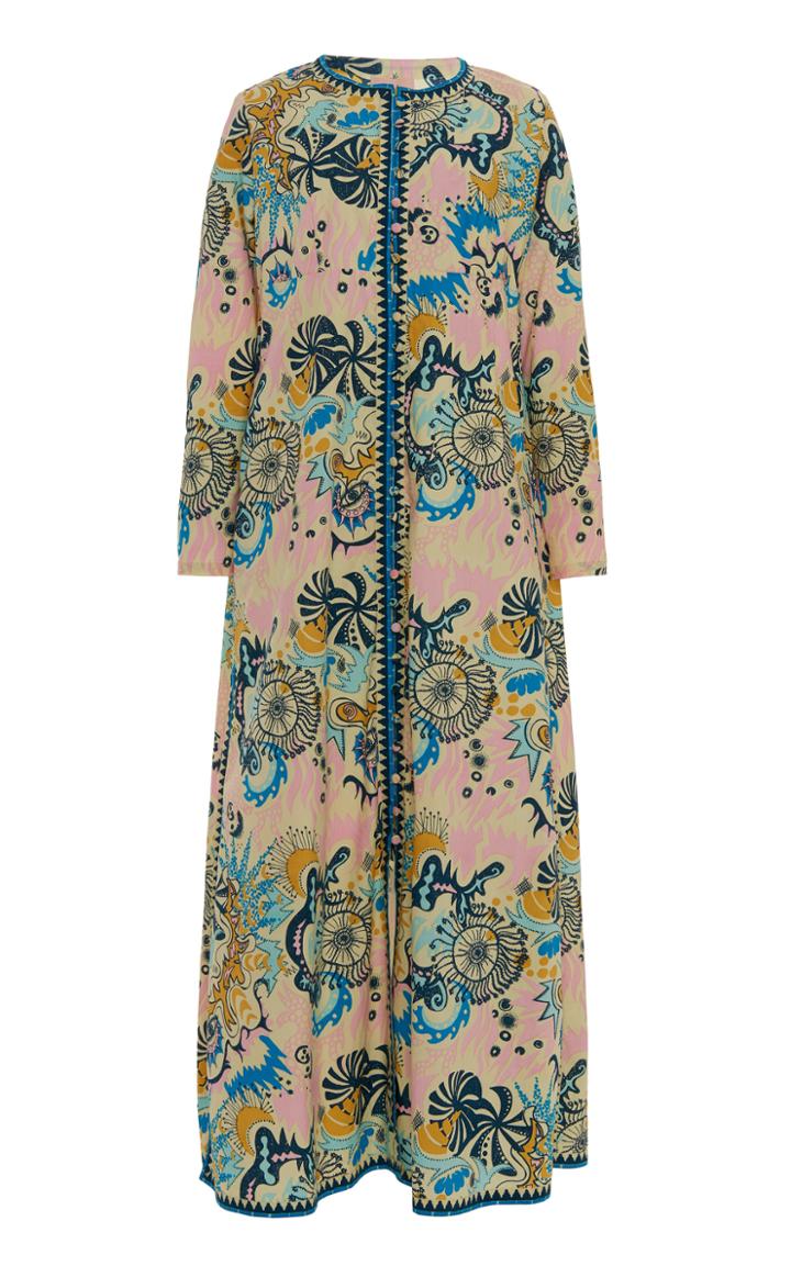 Le Sirenuse Positano Psycho Cappa Printed Cotton Long Caftan