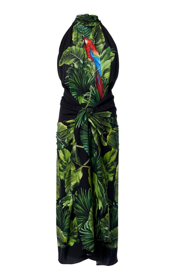 Moda Operandi Dolce & Gabbana Tie-accented Printed Midi Dress Size: 38