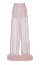 Dolce & Gabbana Fur-trimmed Sheer Wide-leg Pants