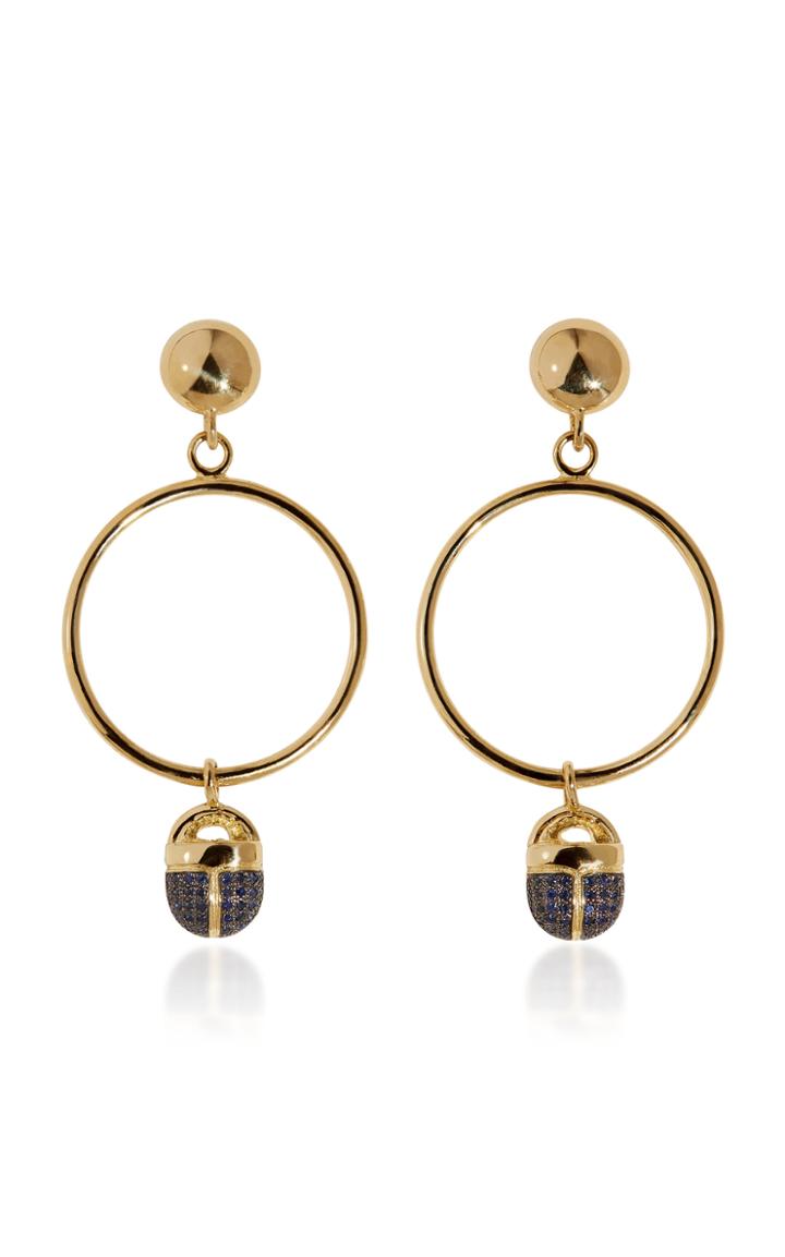 Pamela Love Pav Scarab 18k Yellow-gold Sapphire Circle Earrings