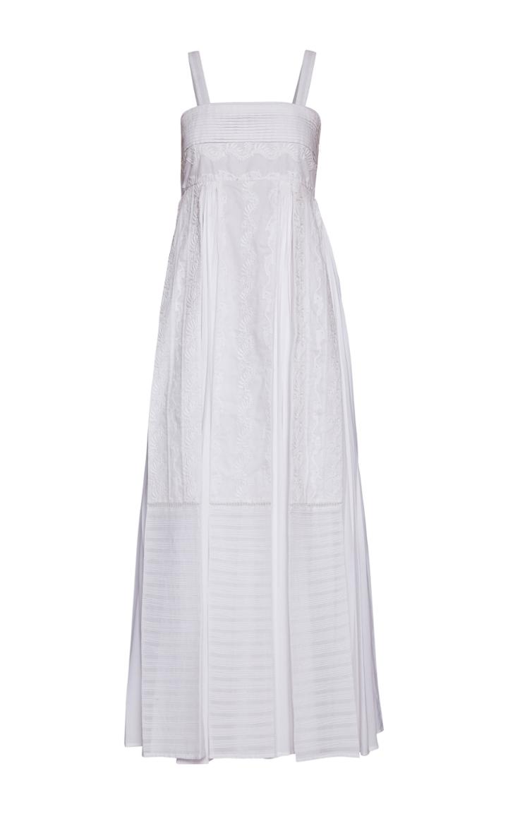 Rahul Mishra Chikankari Cotton Blend Pleated Dress