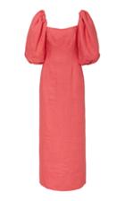 Rebecca De Ravenel Linen Balloon-sleeve Maxi Dress