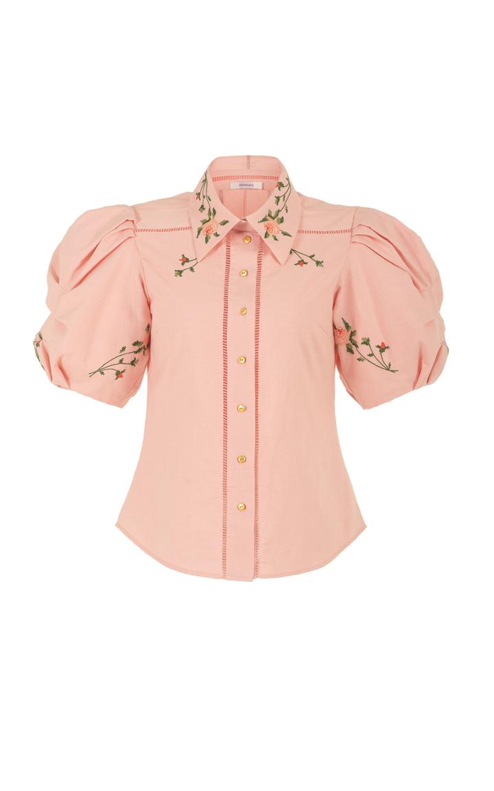 Moda Operandi Nevenka The Gift Of Time Floral Embroidered Cotton Top